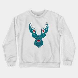 Scandi Tshirt, Mountain boarding, Christmas deer, Folk art deer, Christmas animal sticker Crewneck Sweatshirt